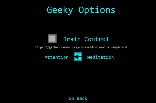 Screenshot of the Adlez 'Geeky Options' menu